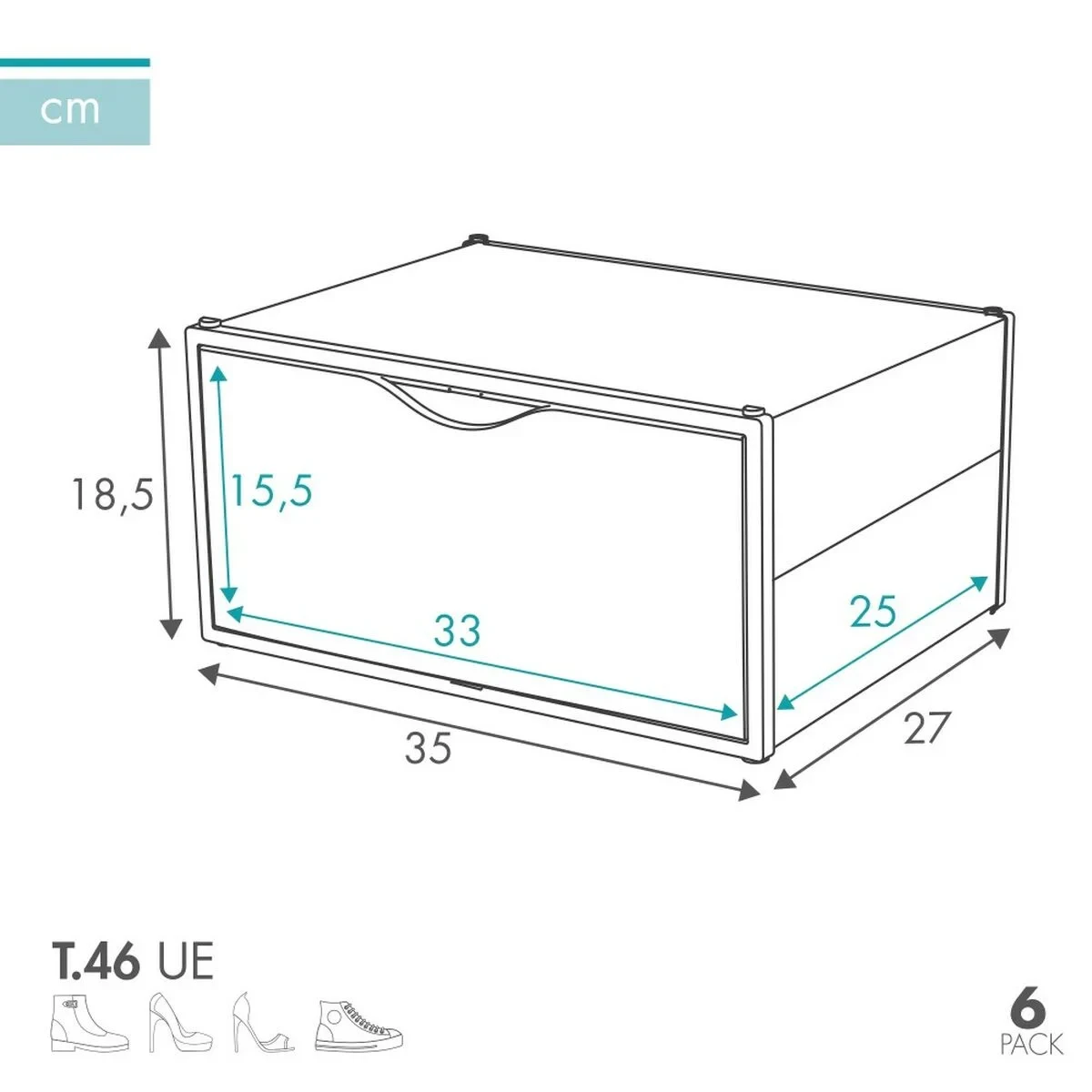 Caja apilable para zapatos Max Home Blanco 6 Unidades Polipropileno ABS 35 x 18,5 x 27 cm