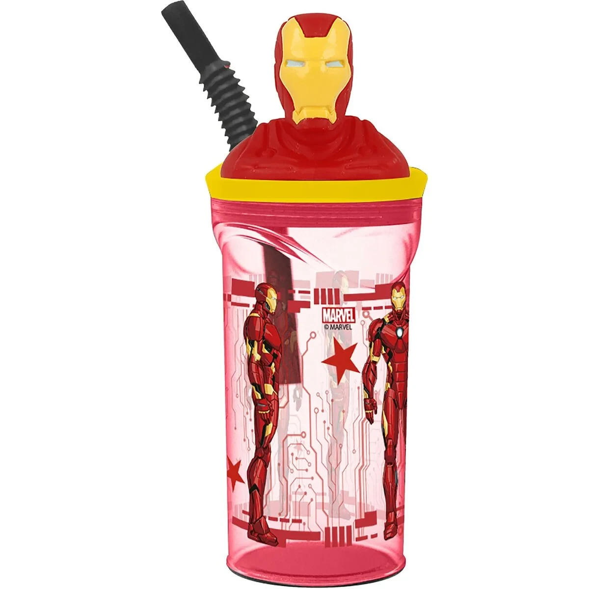 Vaso con Pajita The Avengers Iron Man Rojo 3D