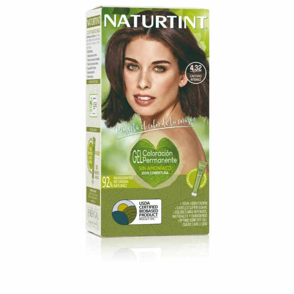 Tinte Permanente Naturtint NATURTINT COLORACIÓN 4.32-Castaño Intenso 170 ml