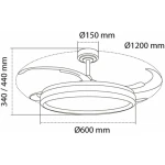 Ventilador de Techo CristalRecord CHARLY L RETRAC Transparente 80 W