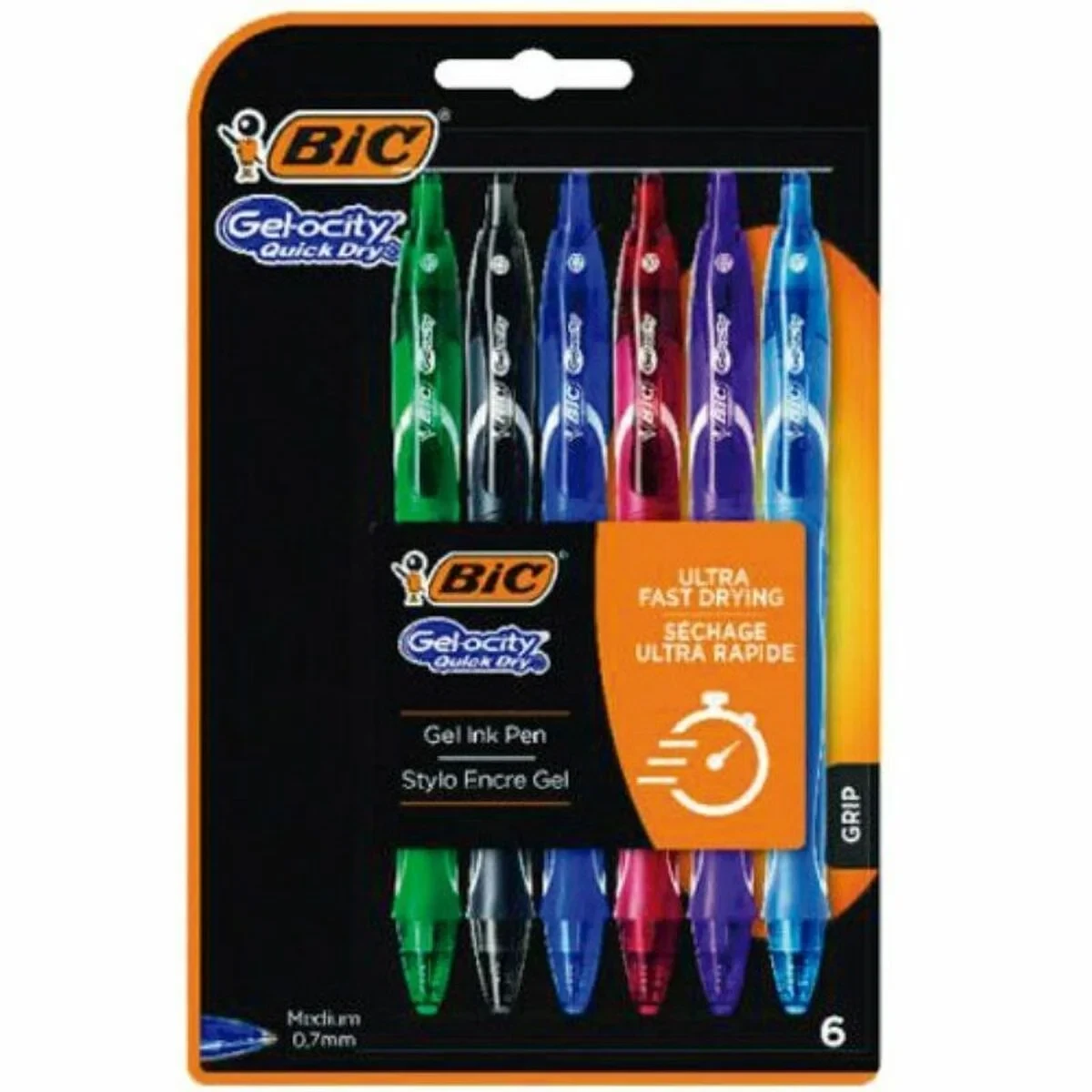 Set de Bolígrafos Bic Gelocity Quick Dry 964769 Negro Multicolor (6 Unidades)