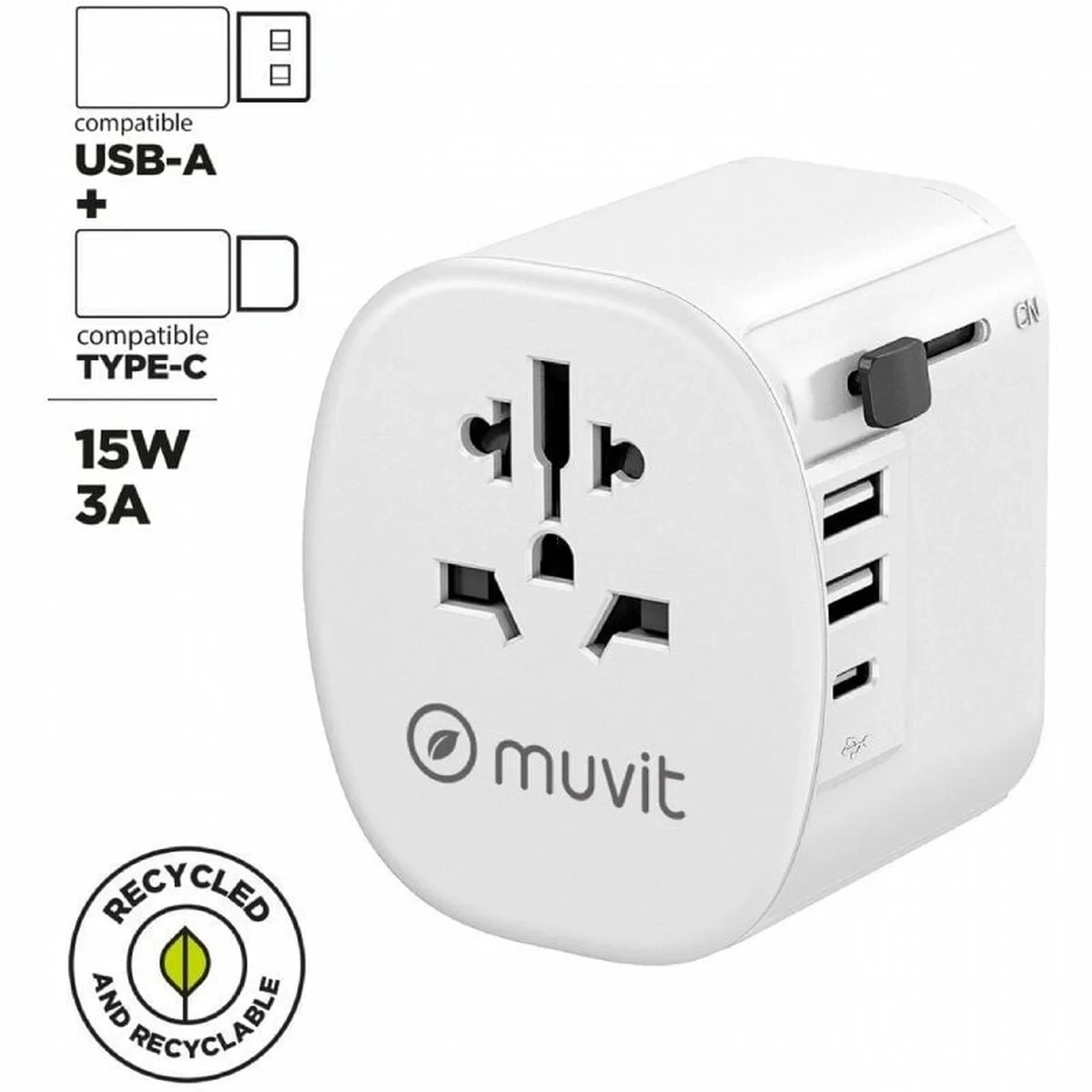 Cargador de Pared Muvit MCADP0006 15 W Blanco