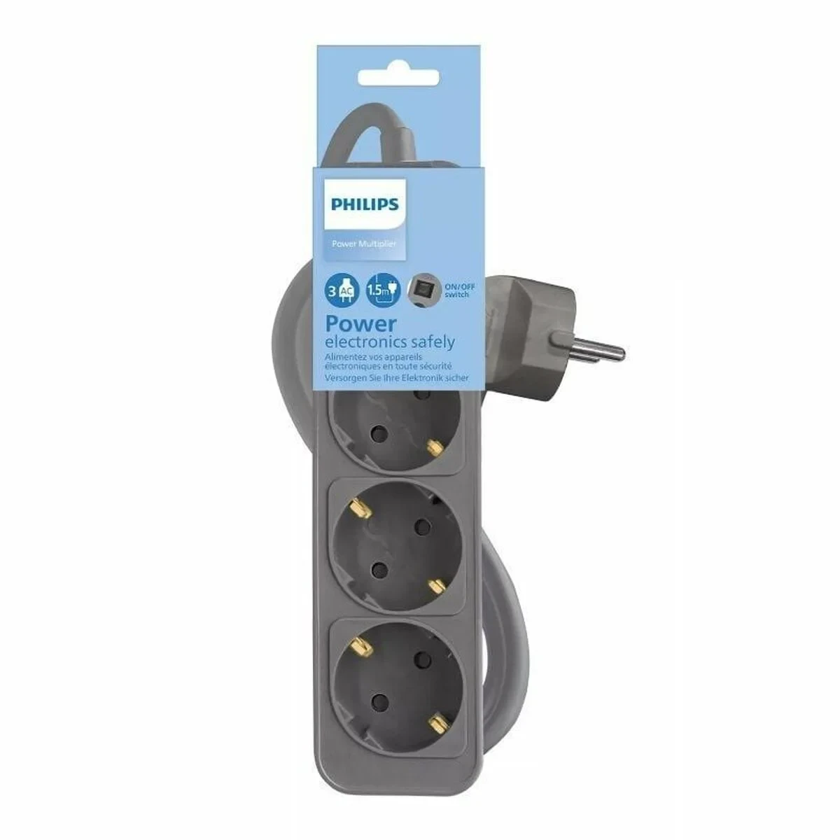 Regleta Enchufes 3 Tomas con Interruptor Philips CHP2134G/12