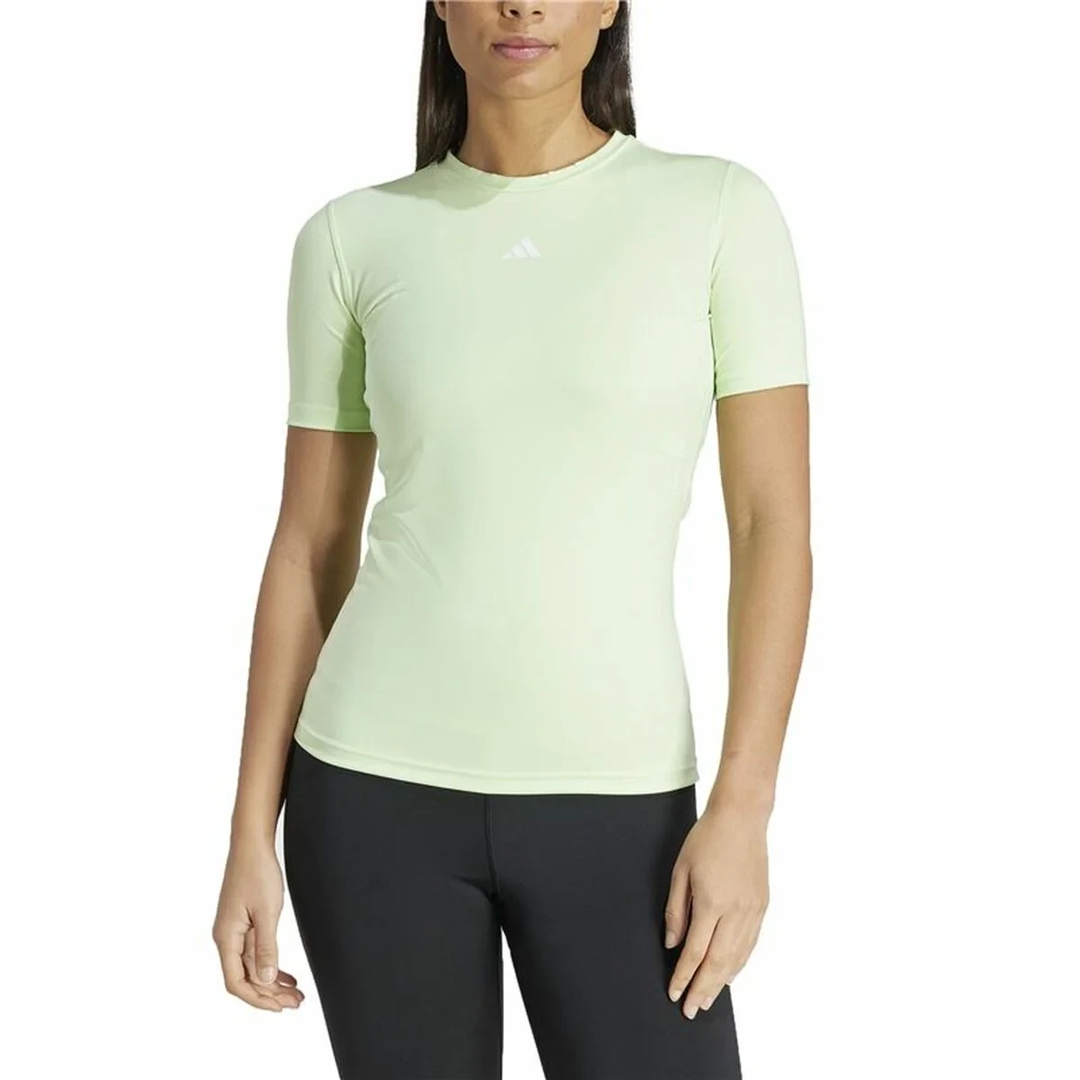 Camiseta de Manga Corta Mujer Adidas Essentials Techfit Train Verde limón Verde Claro