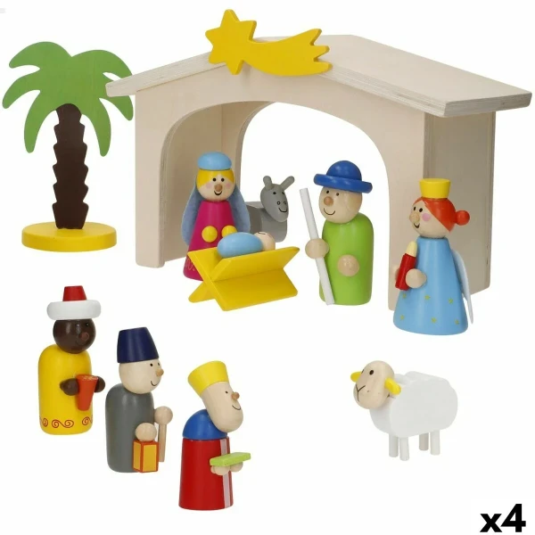 Belén de Navidad Woomax Madera plywood 23 x 16 x 11 cm (4 Unidades)