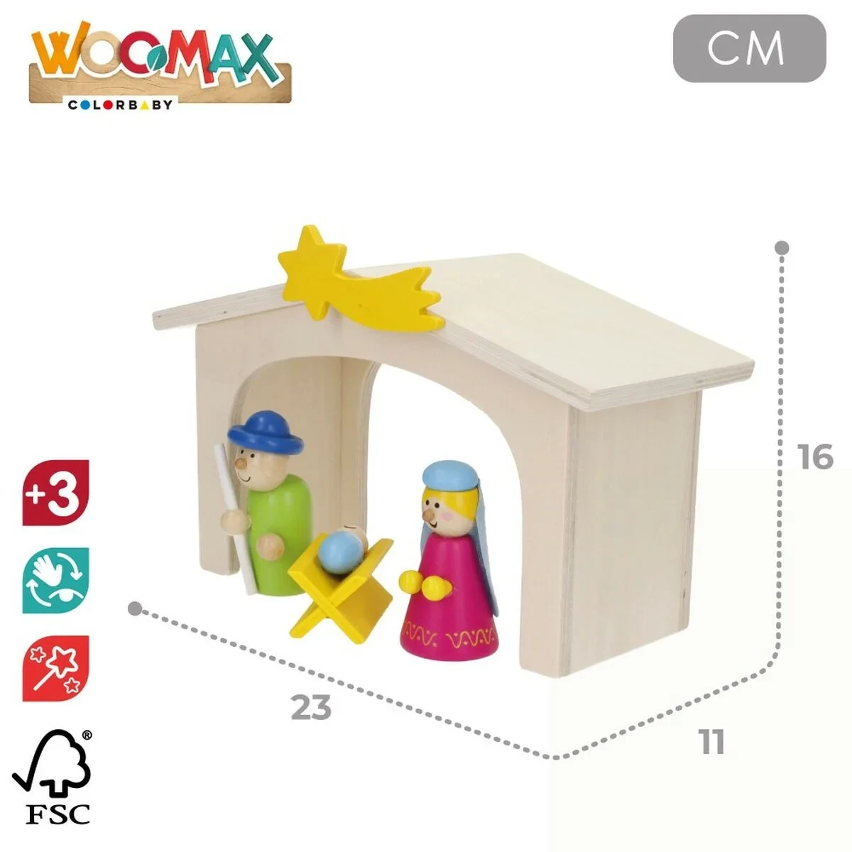 Belén de Navidad Woomax Madera plywood 23 x 16 x 11 cm (4 Unidades)
