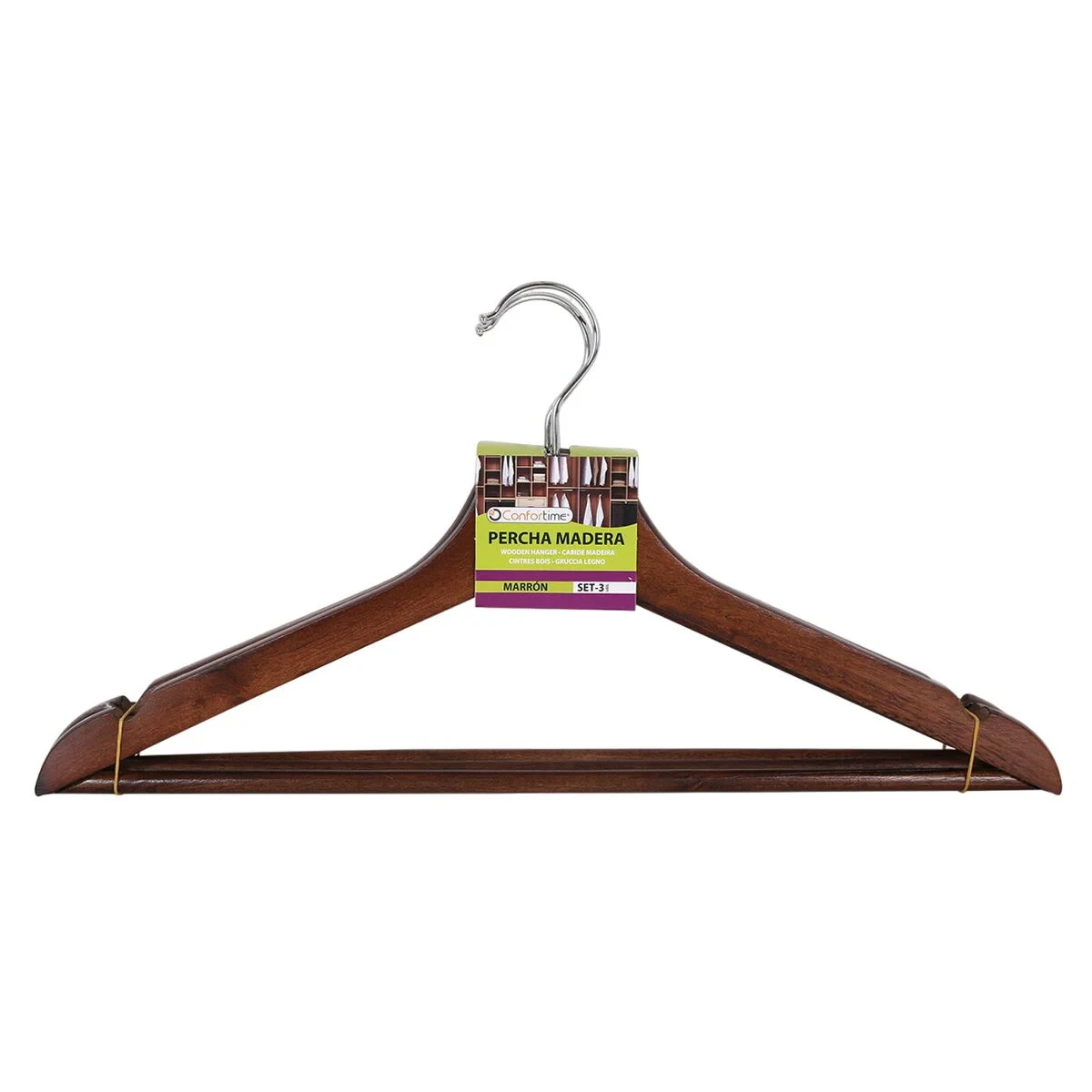 Juego de Perchas Confortime Marrón Madera 3 Piezas (24 Unidades)