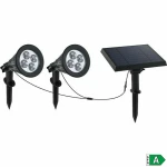 Foco Solar Lumi Garden Family Spiky 2 en 1 Negro Aluminio Acero (2 Unidades)