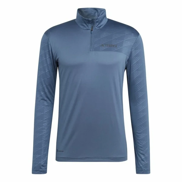 Camiseta de Manga Larga Hombre Adidas Multi Half Zip Ls Azul