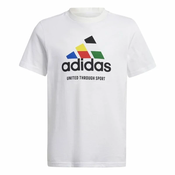 Camiseta de Manga Corta Infantil Adidas Nations Blanco