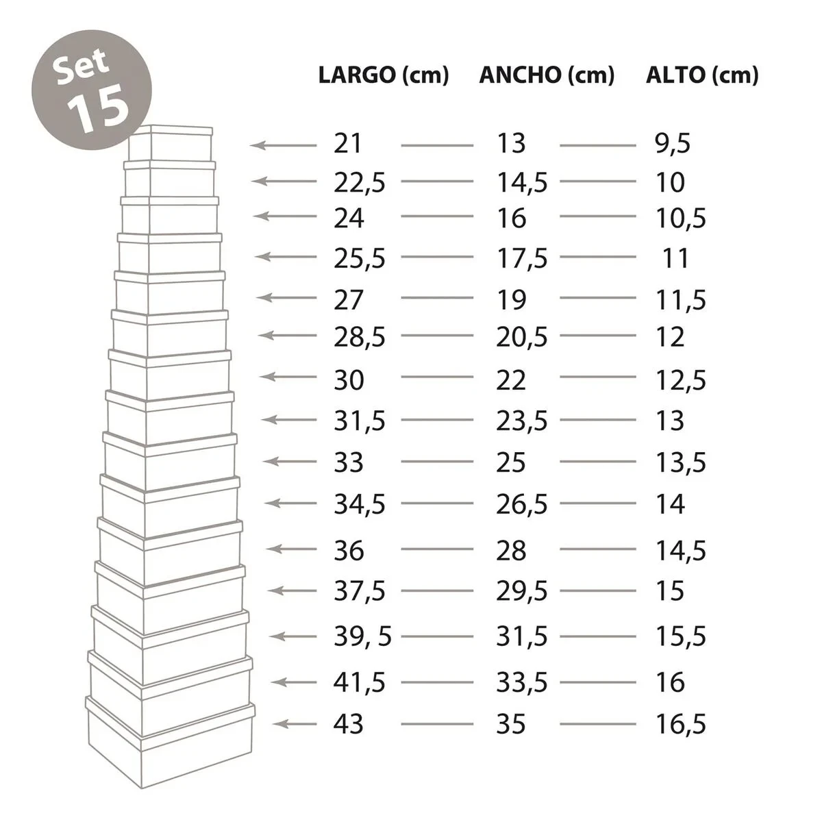 Juego de Cajas Decorativas Versa Cartón (15 Piezas)