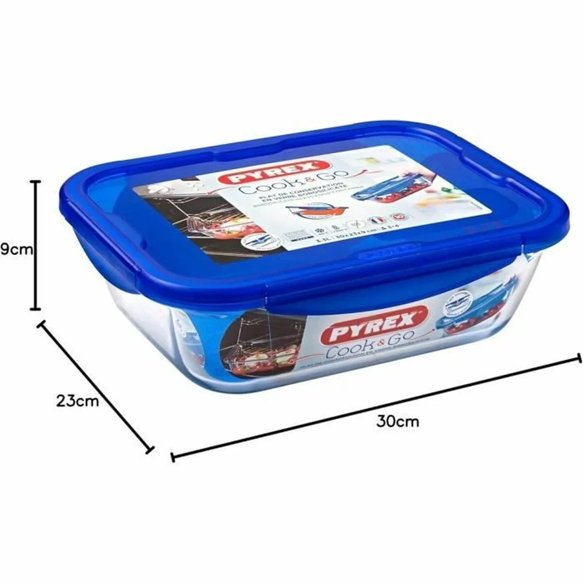 Recipiente Conservador de Alimentos Pyrex Azul Transparente Rectangular