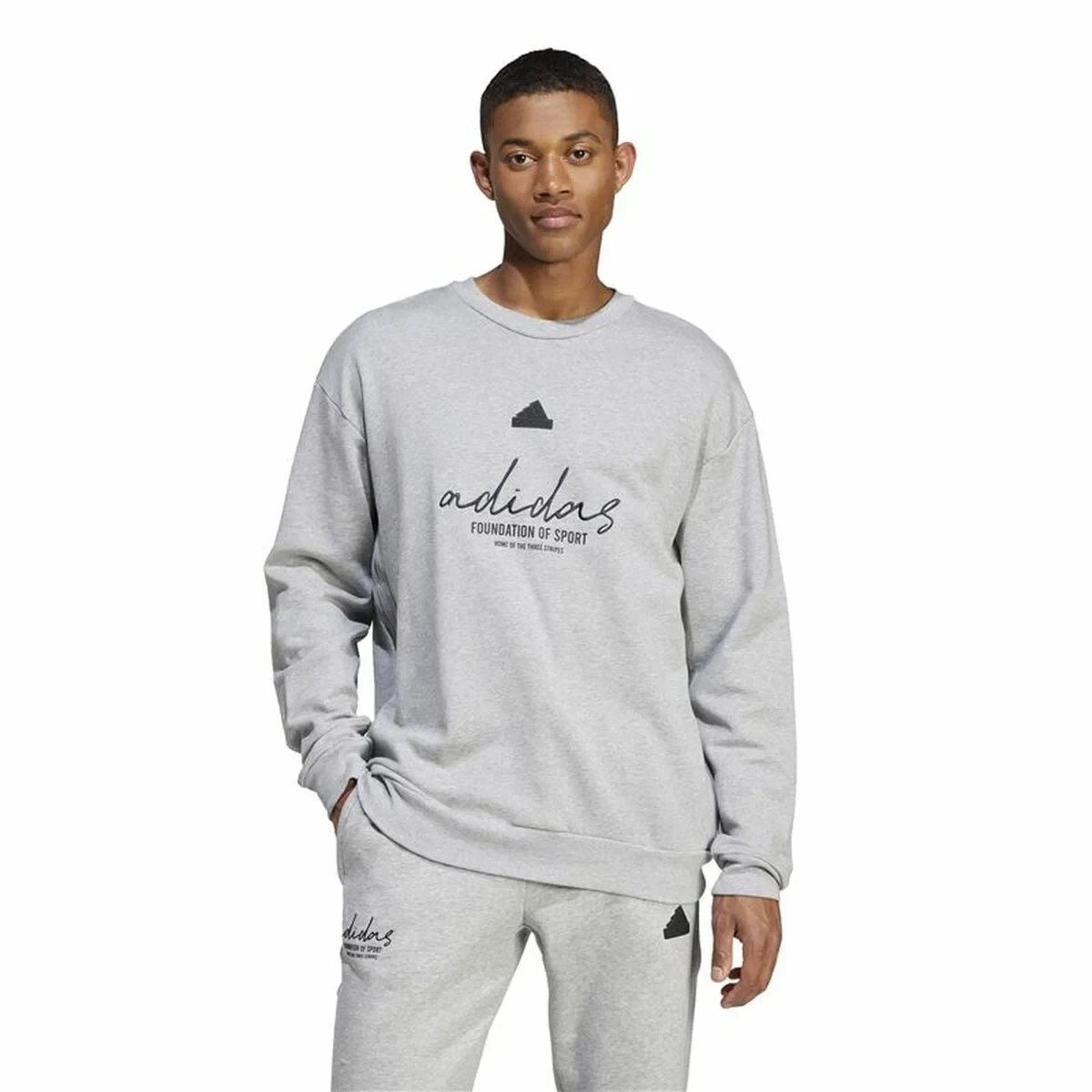 Sudadera sin Capucha Hombre Adidas Brand Love French Terry Gris