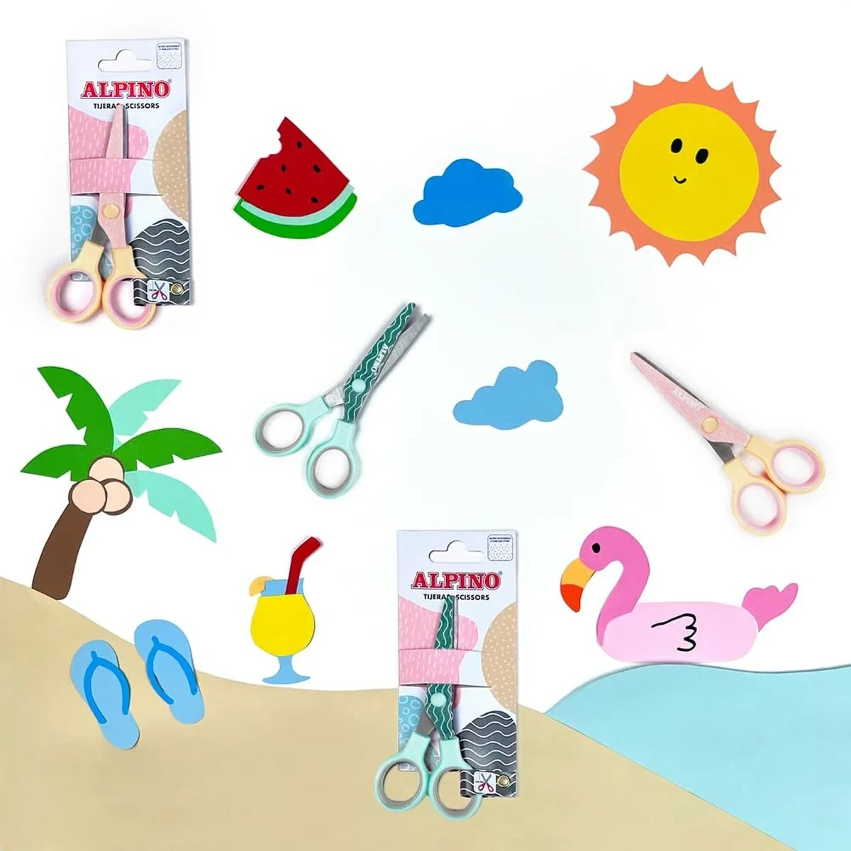 Tijeras Alpino Multicolor Blanco/Naranja Acero Inoxidable 130 mm