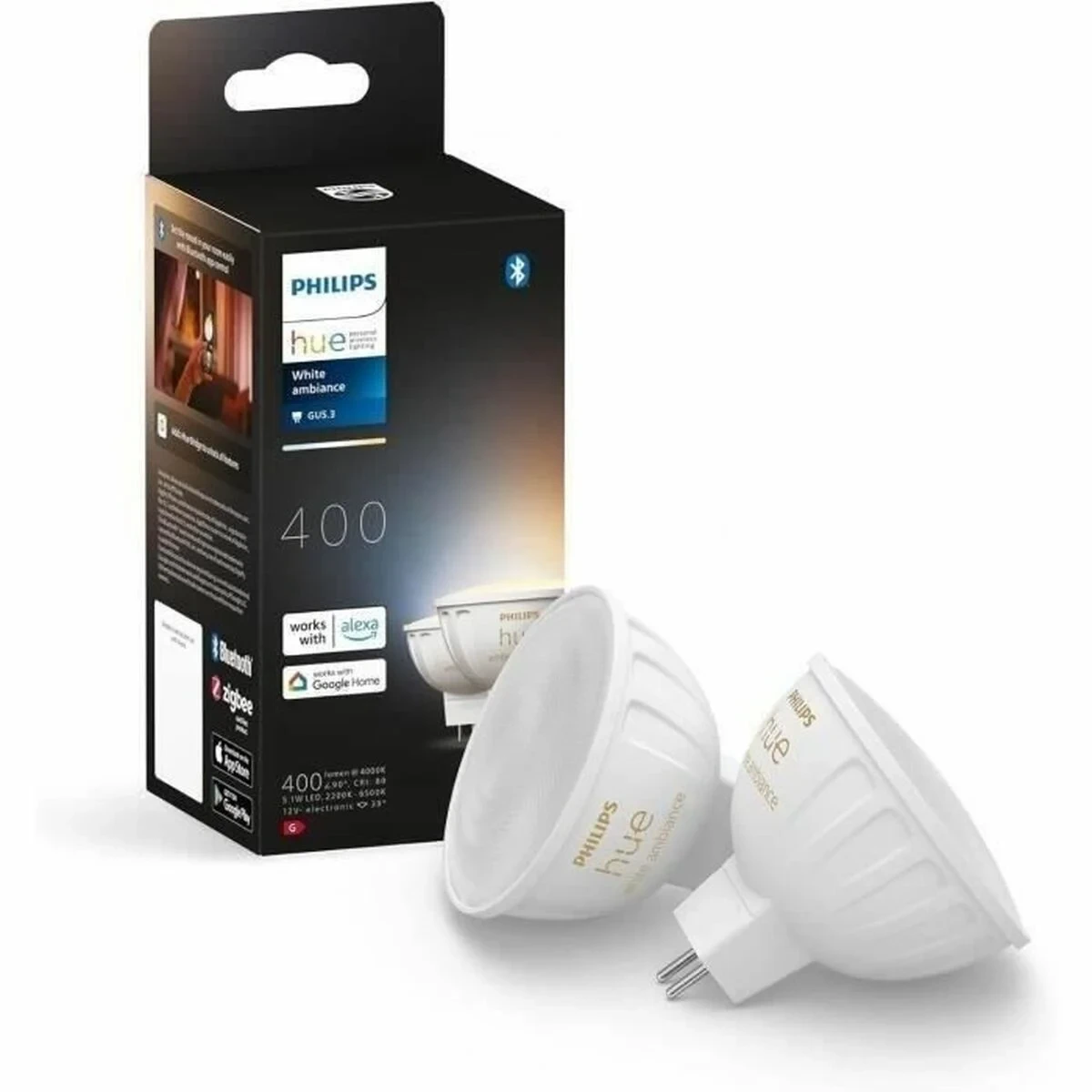 Bombilla LED Philips Blanco G 400 lm 2 Unidades (2200K) (6500 K)