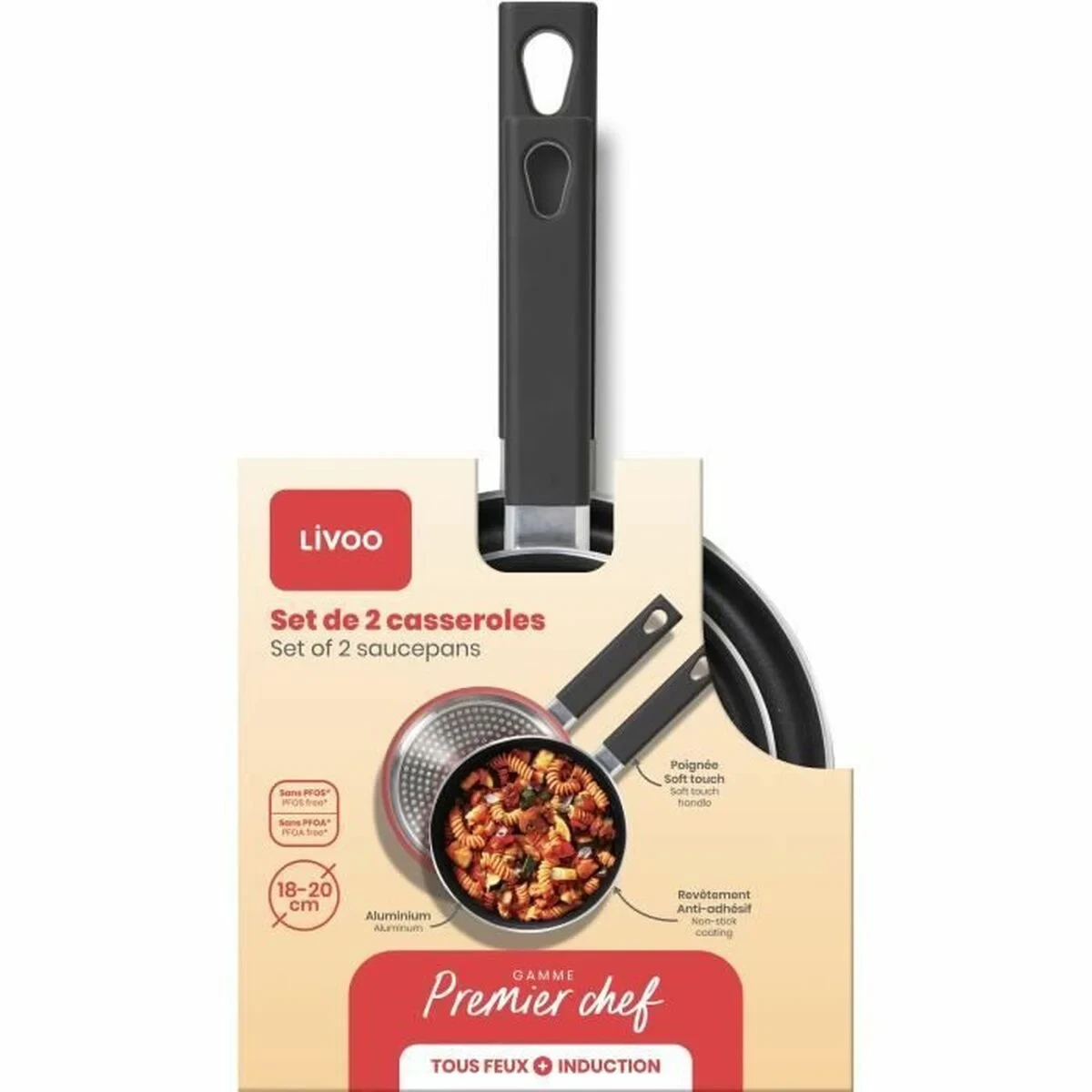 Set de Cazos Livoo Rojo Silicona 2 Piezas (2 Unidades)