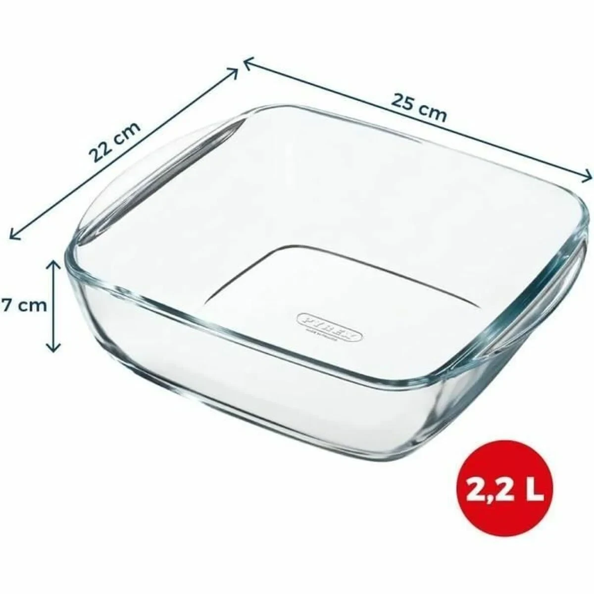 Fuente para Horno Pyrex Transparente Vidrio de Borosilicato Cuadrado