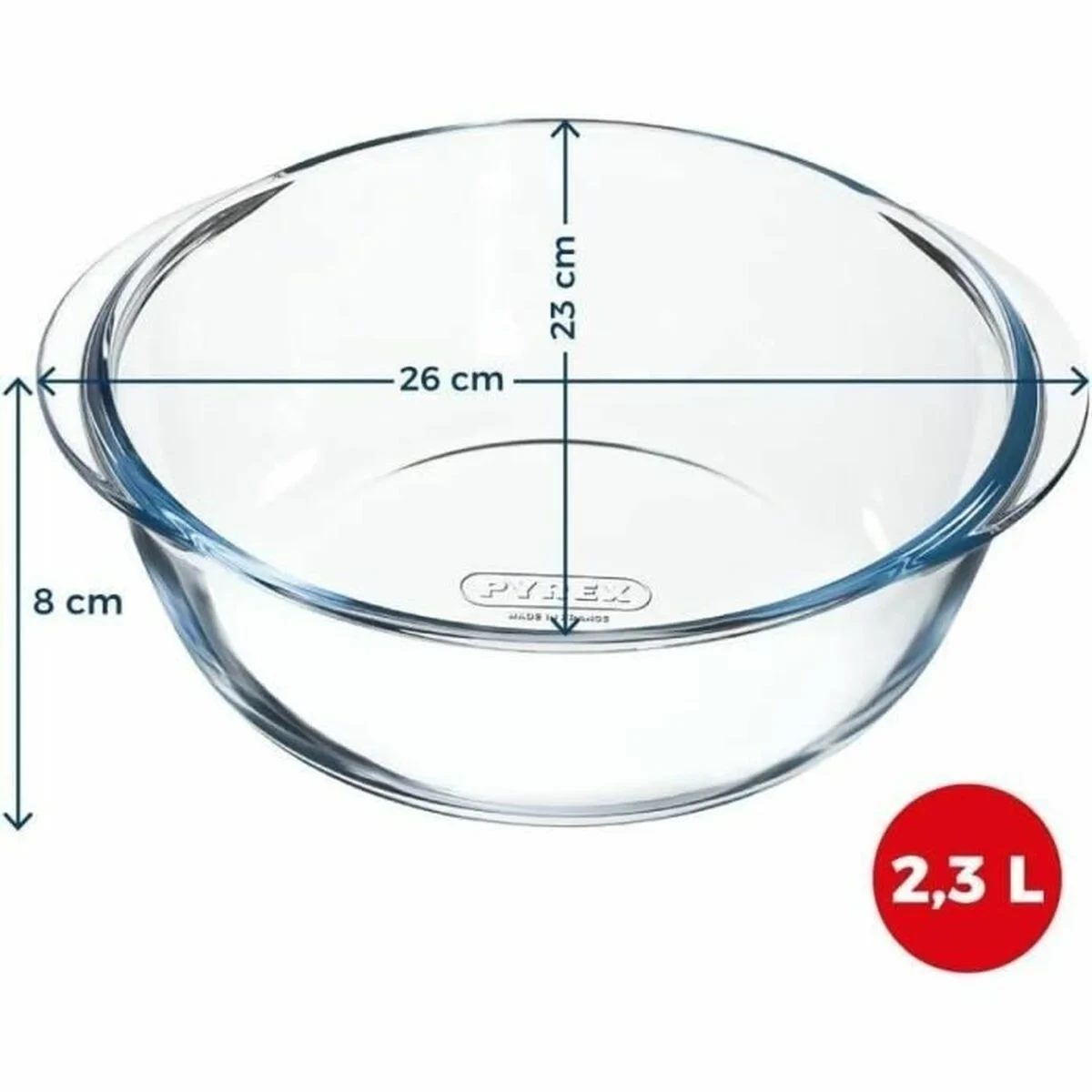 Fuente para Horno Pyrex Transparente Vidrio de Borosilicato Redondo Ø 26 cm