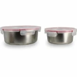 Recipiente Conservador de Alimentos Menastyl Plateado Redondo (2 Unidades)