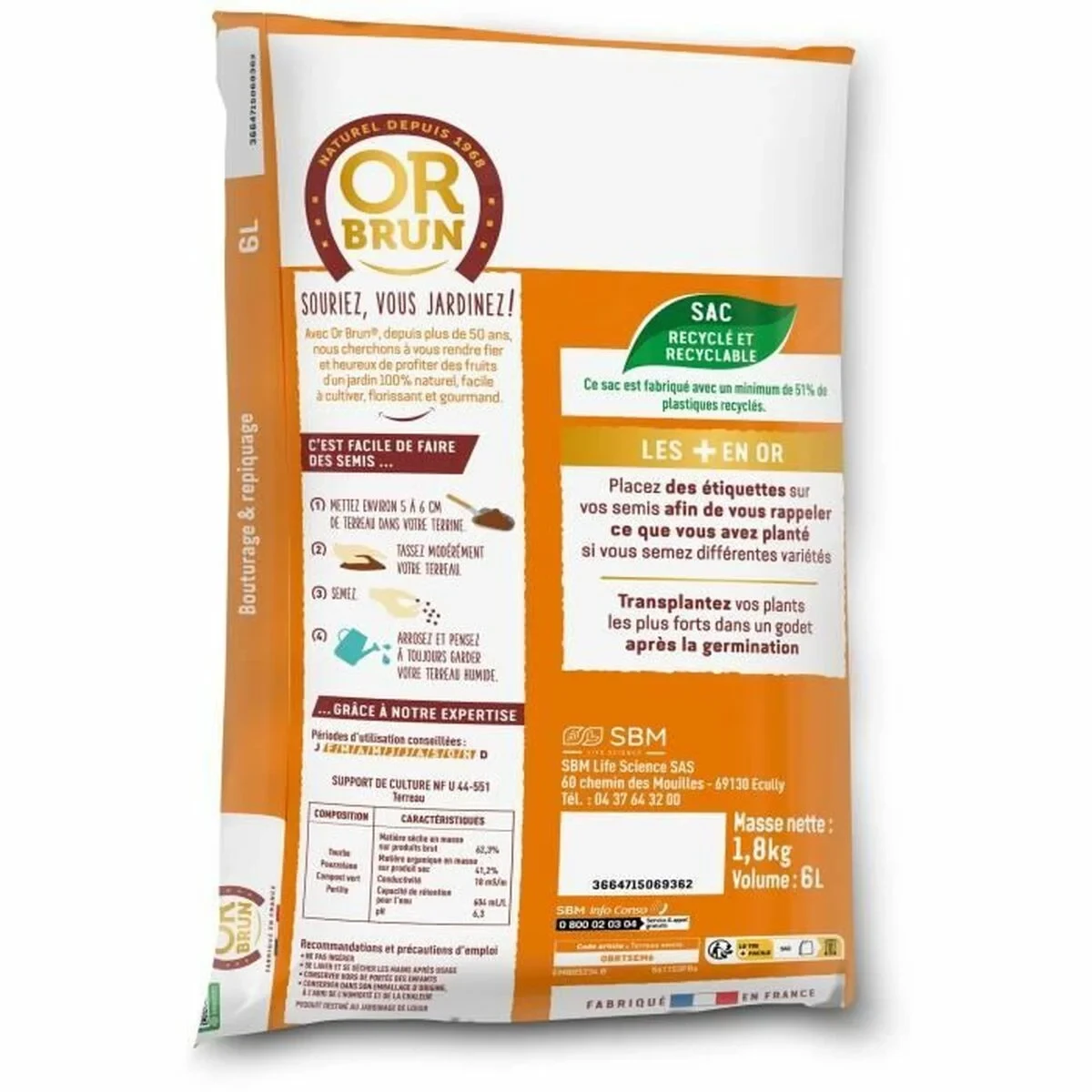 Tierra para macetas OR BRUN 6 L