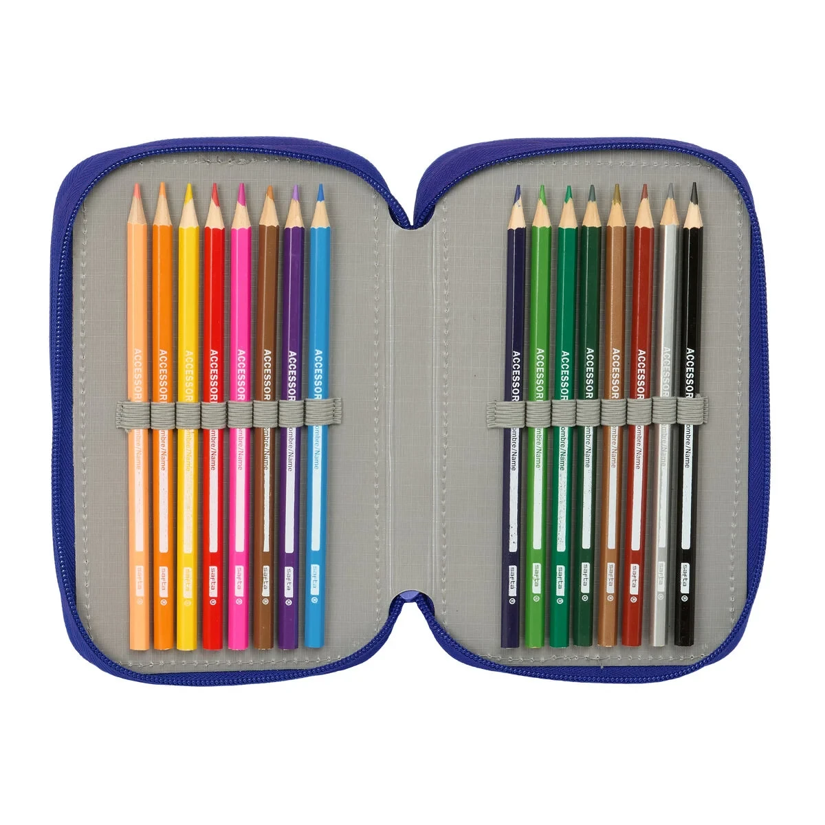 Plumier Triple Atlético Madrid Azul Blanco Rojo 12,5 x 19,5 x 5,5 cm 37 Piezas