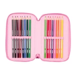 Plumier Triple Lilo & Stitch Chill Rosa Menta 12,5 x 19,5 x 5,5 cm 37 Piezas