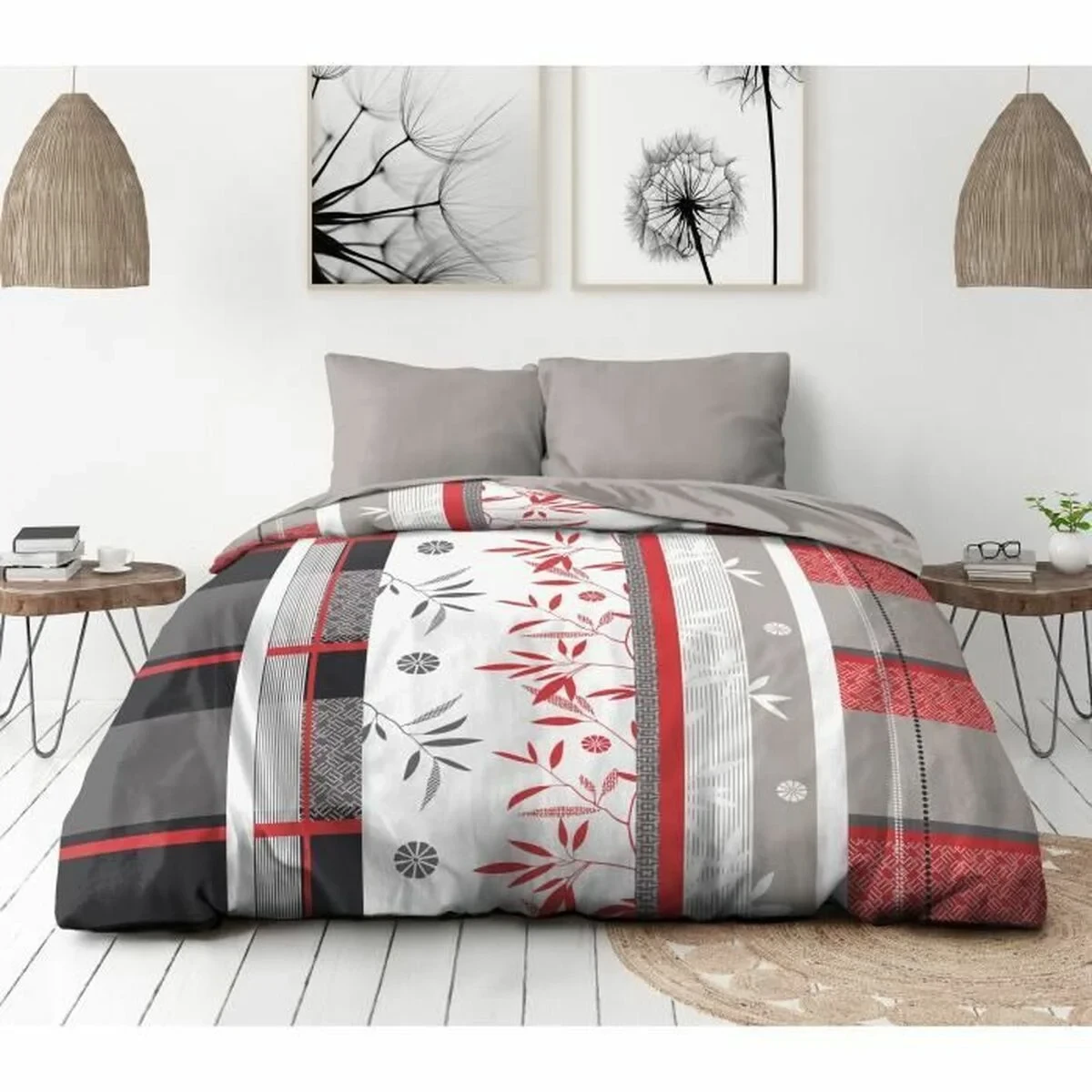 Juego de funda nórdica HOME LINGE PASSION Azul Blanco rouge 240 x 260 cm Cama de 180/200 3 Piezas