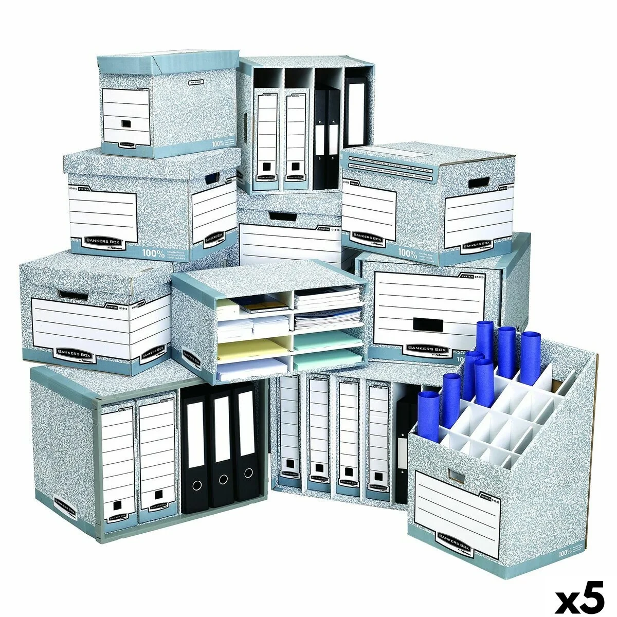 Caja de Archivo Fellowes    Azul Blanco 5 Unidades (33,5 x 55,7 x 38,9 cm)