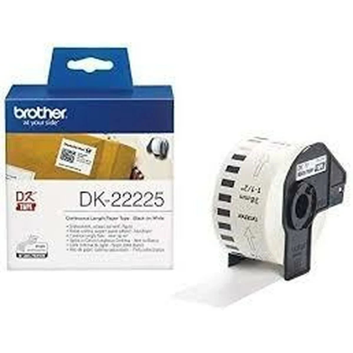 Papel Continuo para Impresoras Brother DK-22225 Blanco 38 mm x 30,48 m Negro/Blanco (3 Unidades)