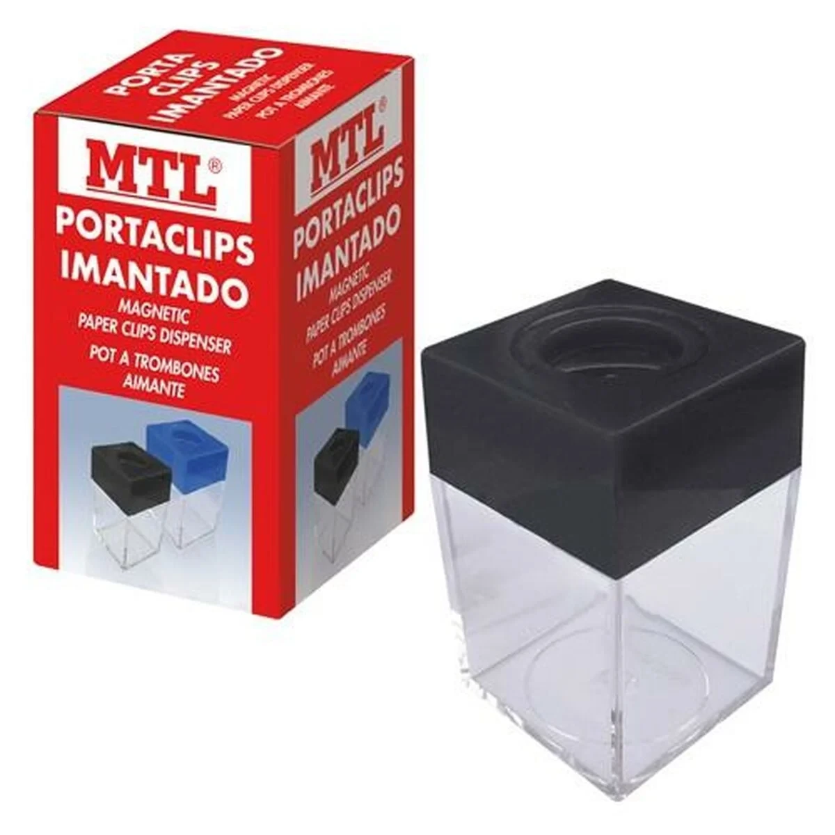 Bote Portaclips MTL Transparente Imantado (12 Unidades)