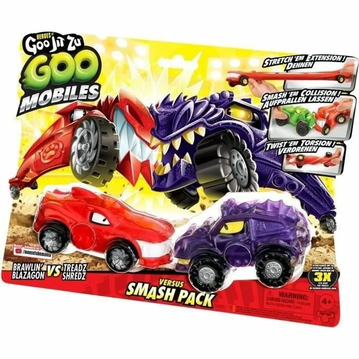 Muñeco de Acción Moose Toys GOO MOBILES - BLAZAGON VS TREADS SHREDZ Rojo
