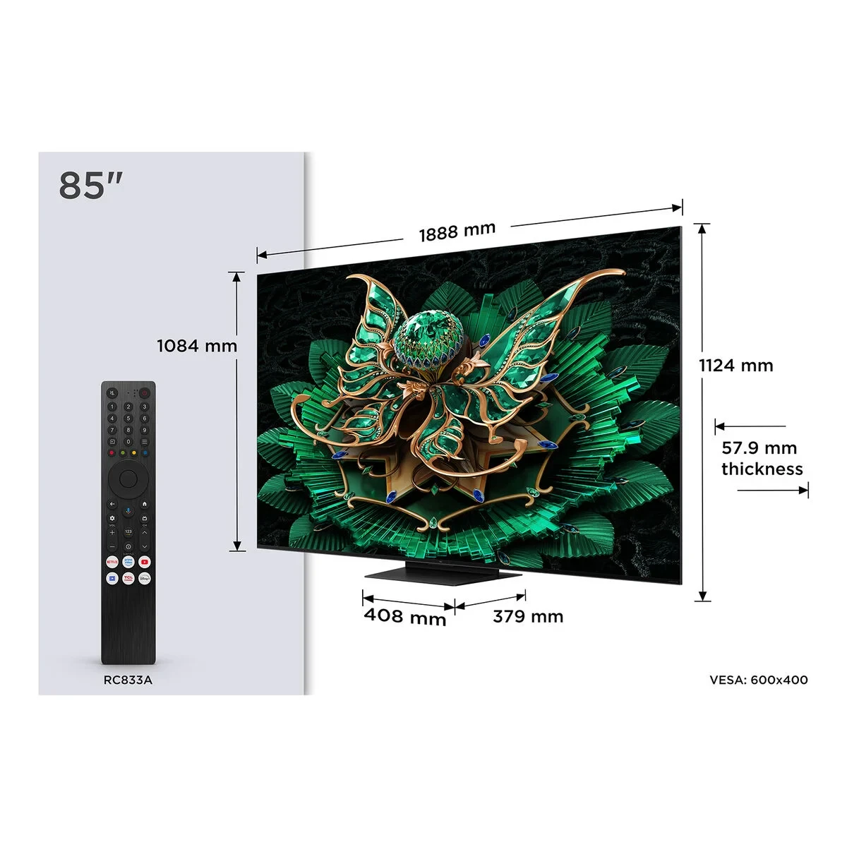 Smart TV TCL 85C7K 85" 4K Ultra HD HDR QD Mini LED