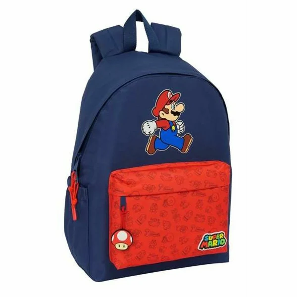 Mochila Escolar Super Mario Trick Rojo Azul oscuro 31 x 43 x 13 cm