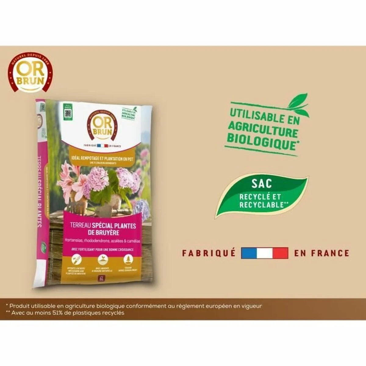 Tierra para macetas OR BRUN 6 L