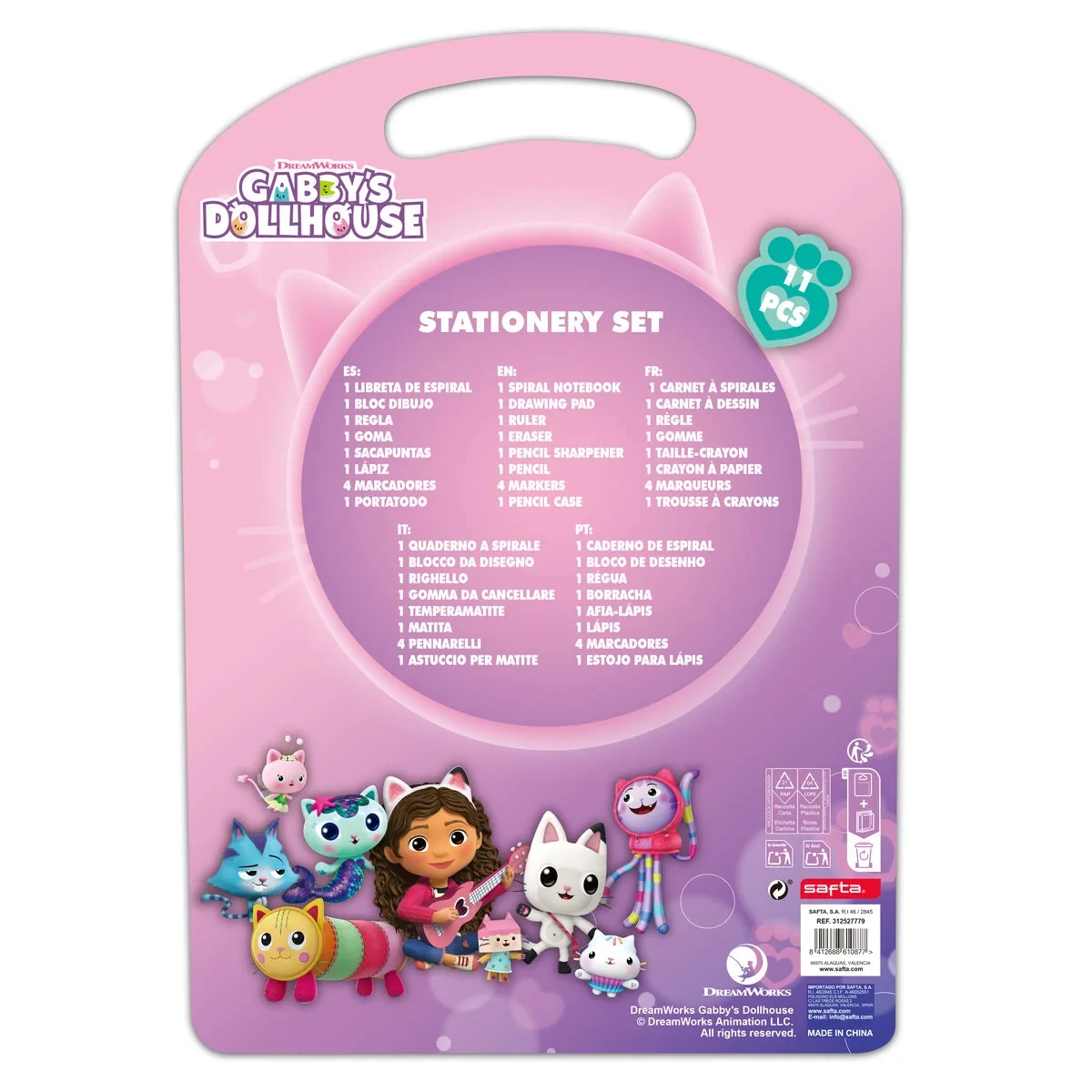 Portaminas Gabby's Dollhouse Confetti Rosa Turquesa