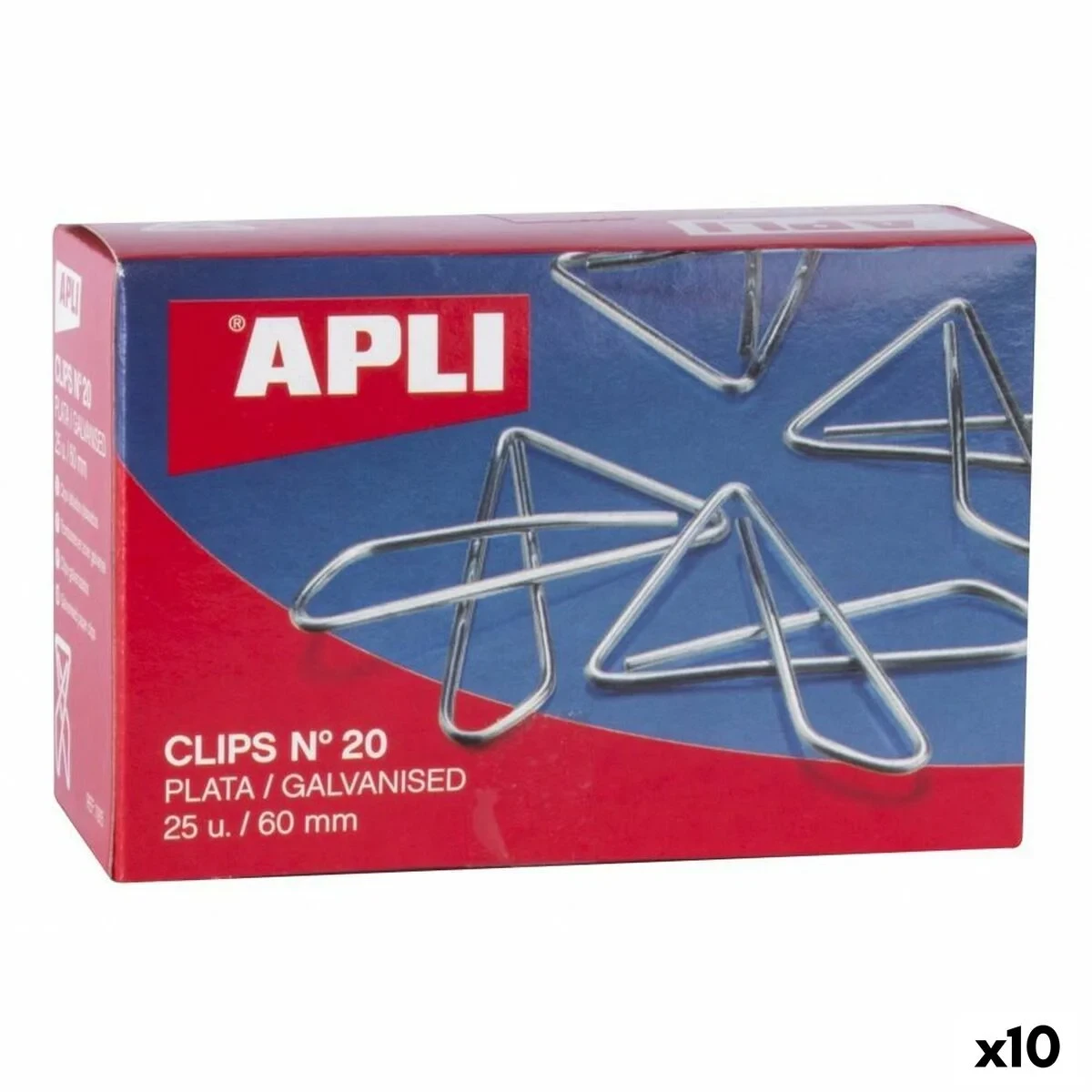 Clips Apli MARIPOSA Nº 20 Plateado Plata 60 mm (10 Unidades)