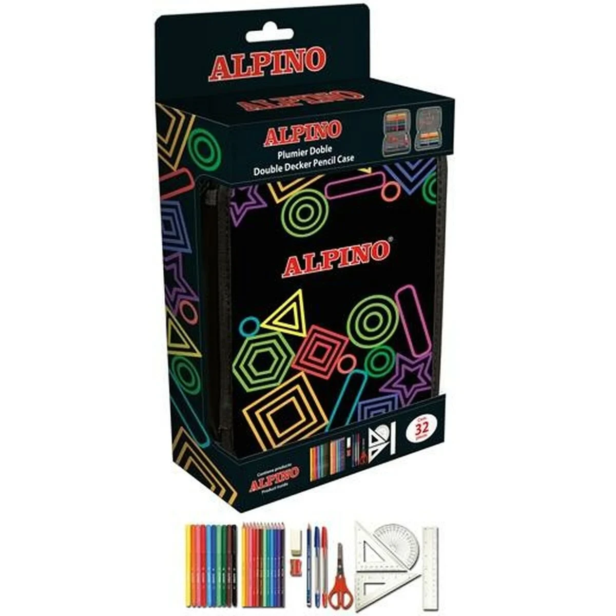 Plumier Doble Alpino Multicolor 32 Piezas (12 Unidades)