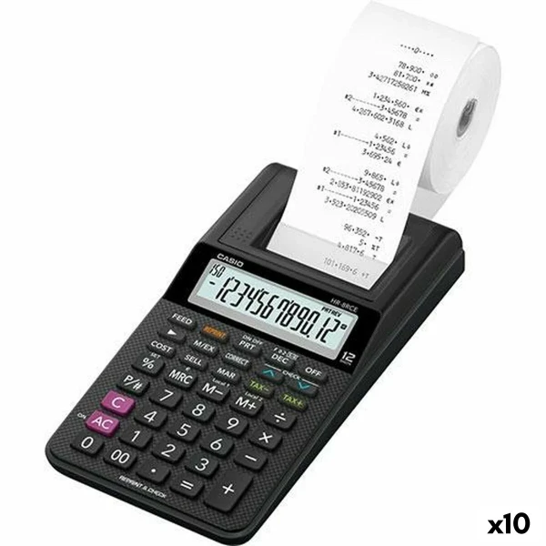 Calculadora impresora Casio HR-8RCE Negro (10 Unidades)