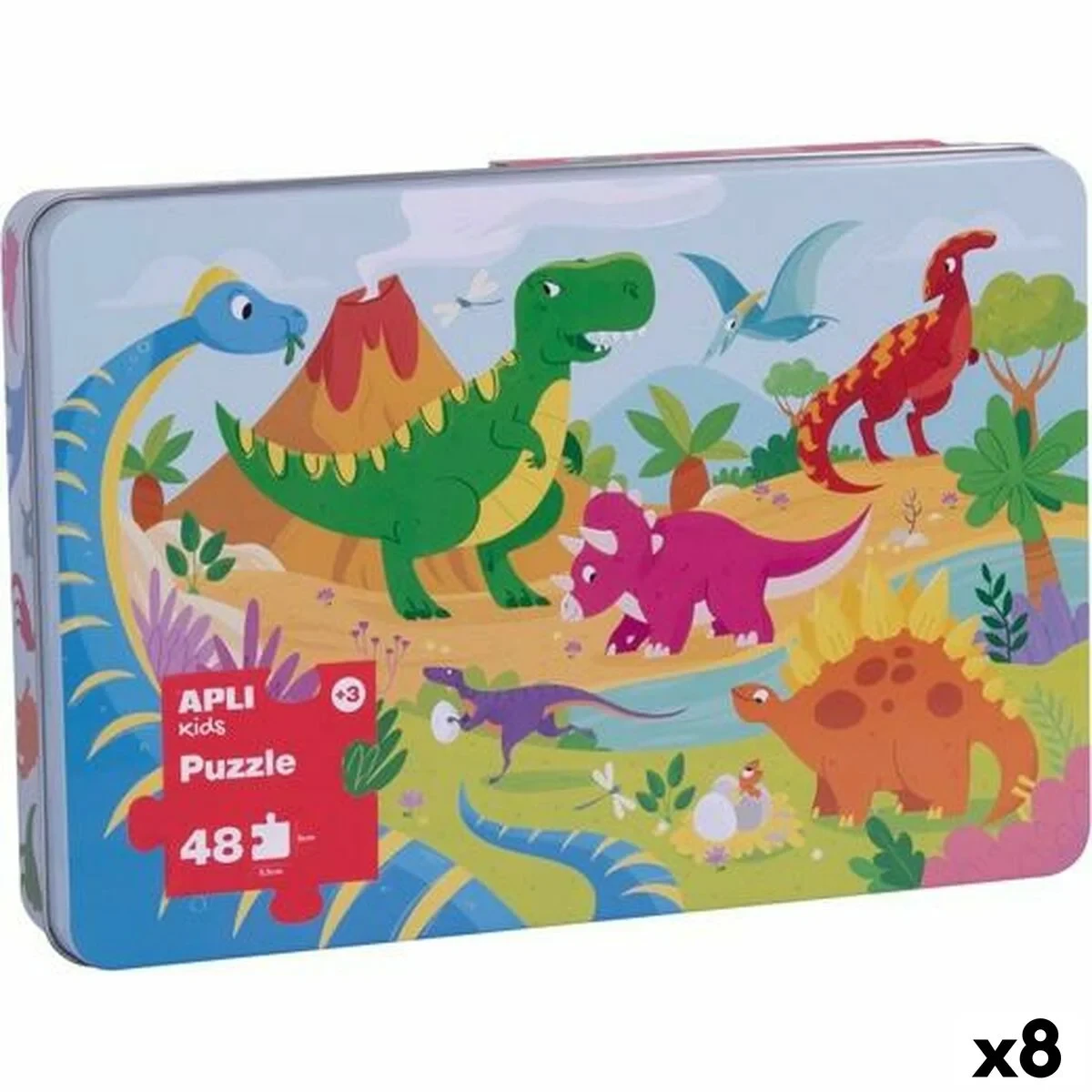 Puzzle Apli 48 x 32 cm Dinosaurios 48 Piezas (8 Unidades)
