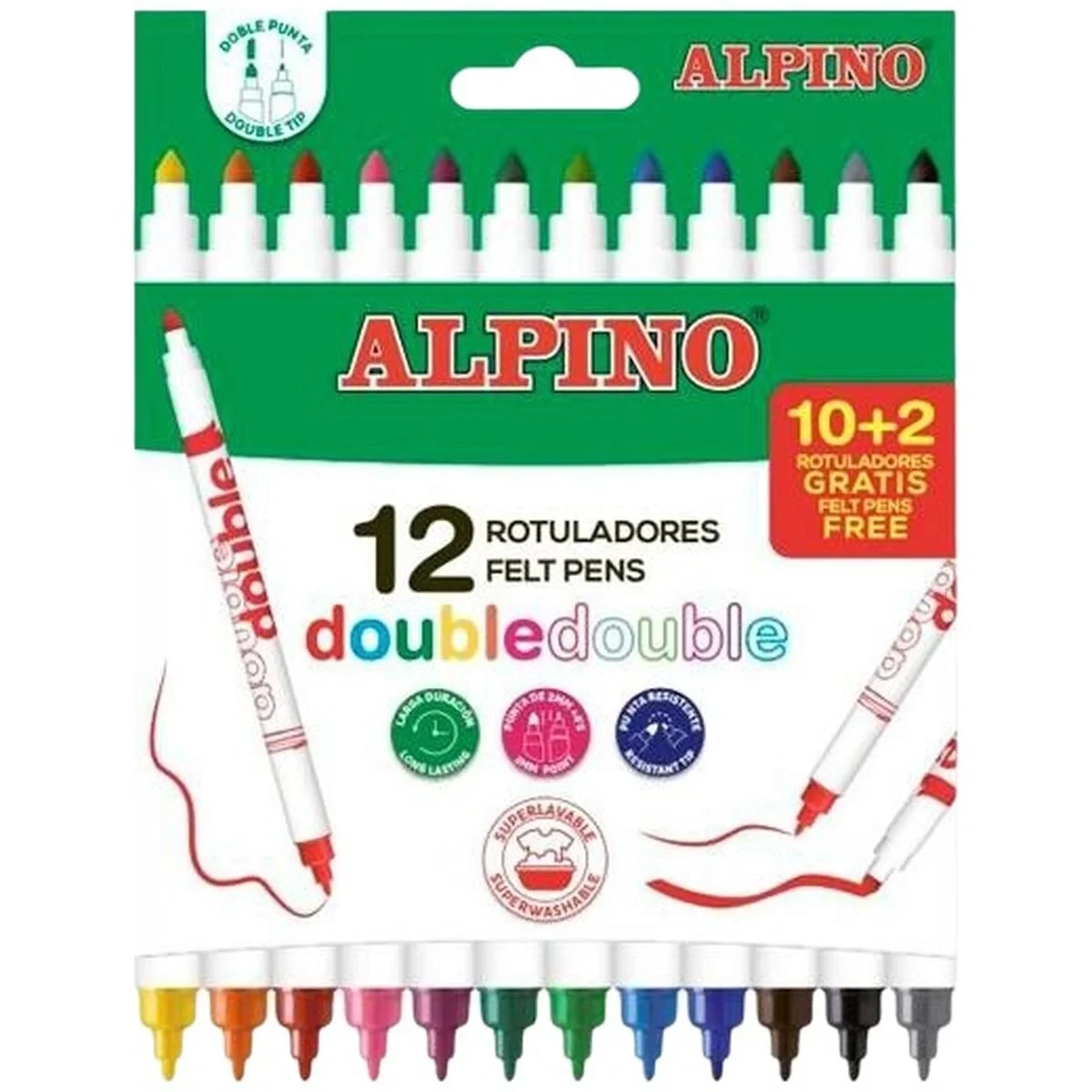Set de Rotuladores Alpino Double Multicolor 12 Piezas (24 Unidades)