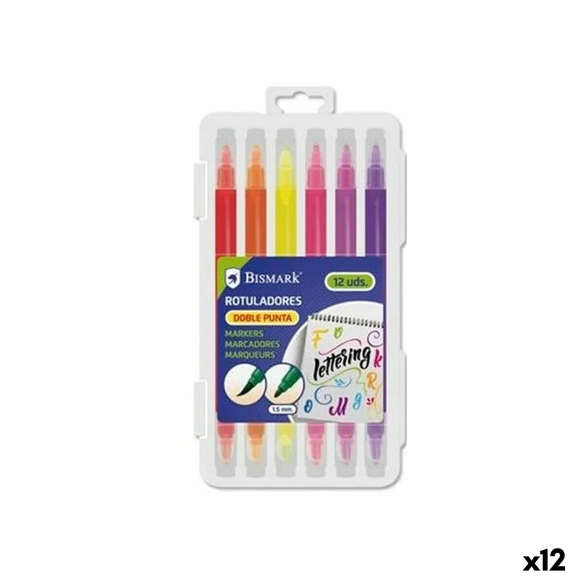 Set de Rotuladores Bismark LETTERING Multicolor 12 Piezas (12 Unidades)