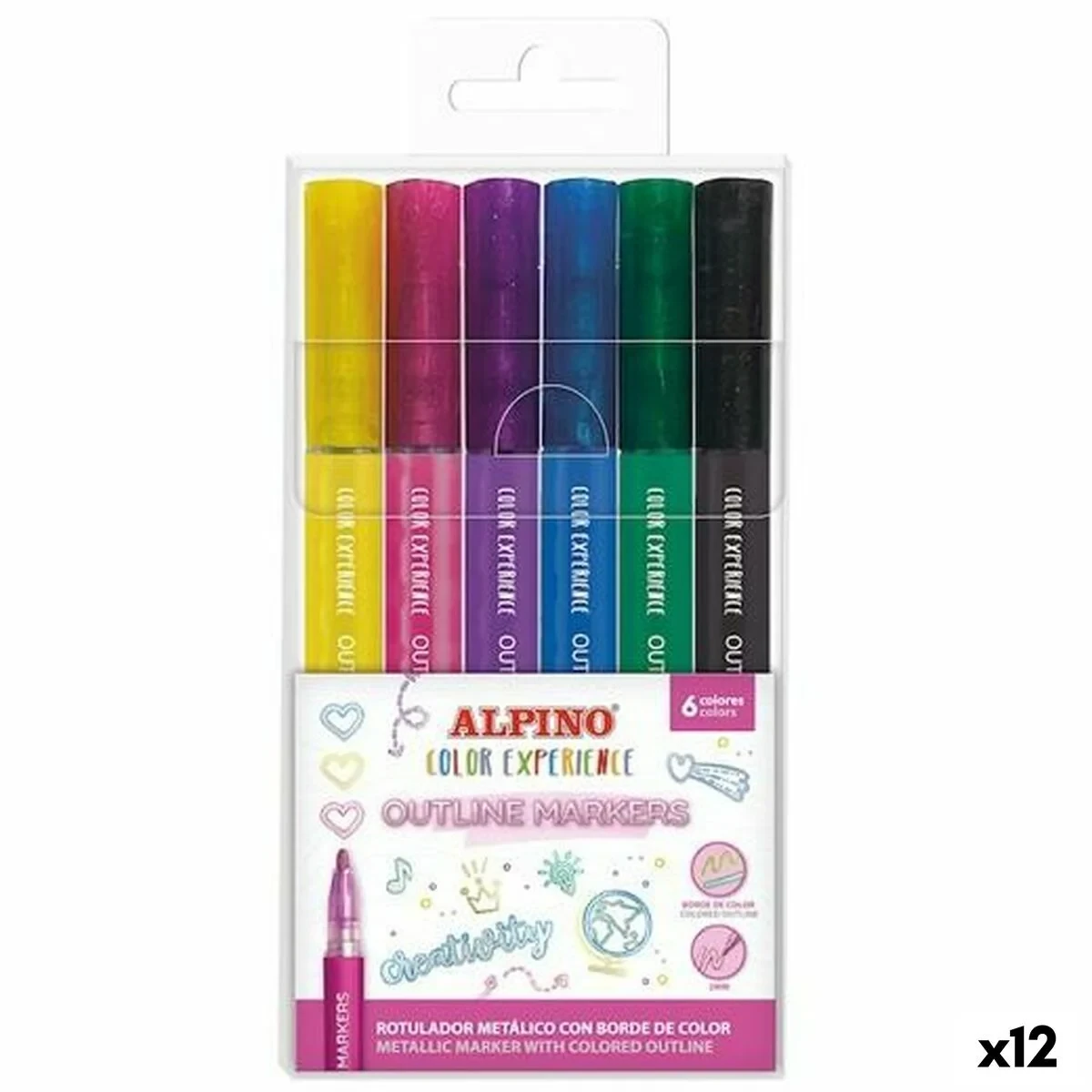 Set de Rotuladores Alpino OUTLINE COLOR EXPERIENCE Multicolor (12 Unidades)