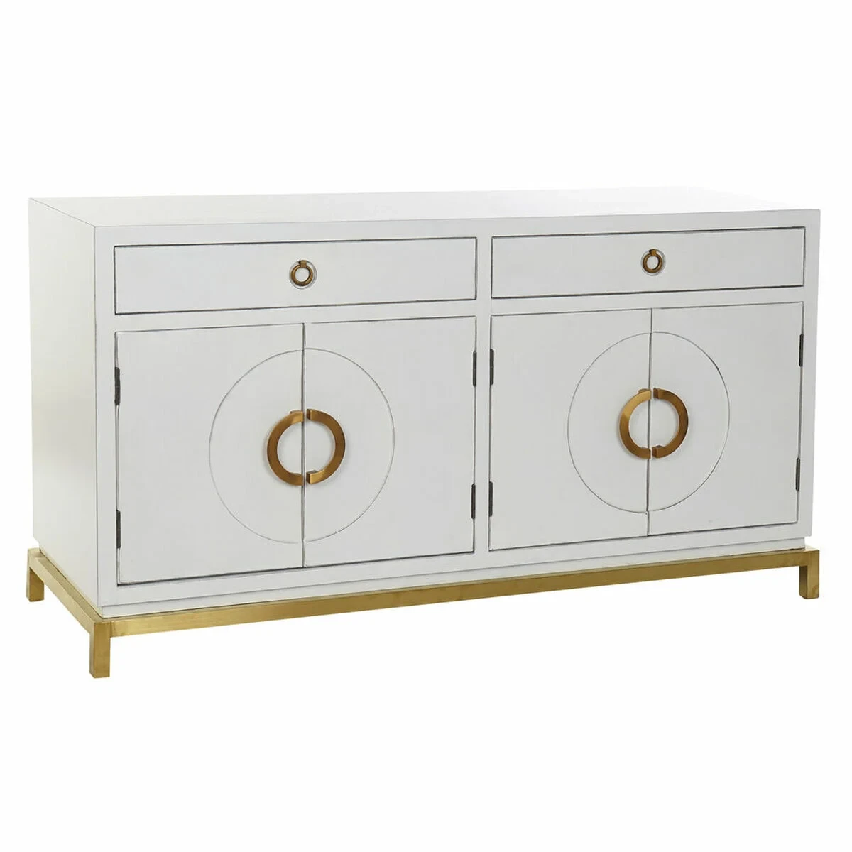 Aparador DKD Home Decor Kamakura Blanco Dorado Metal Álamo 150 x 50 x 80 cm (150 x 50 x 80 cm)