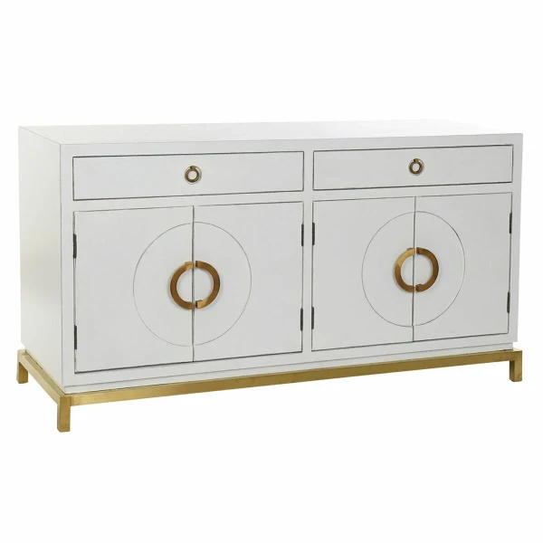 Aparador DKD Home Decor Kamakura Blanco Dorado Metal Álamo 150 x 50 x 80 cm (150 x 50 x 80 cm)