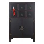 Cajonera DKD Home Decor Negro Rojo Multicolor Abeto Madera MDF Oriental 63 x 27 x 101 cm