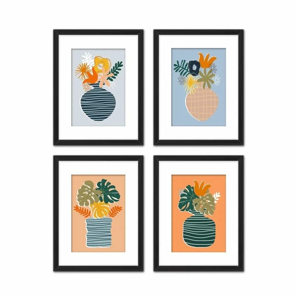 Cuadro DKD Home Decor Florero (35 x 2,5 x 45 cm) (35 x 2 x 45 cm) (4 Unidades)