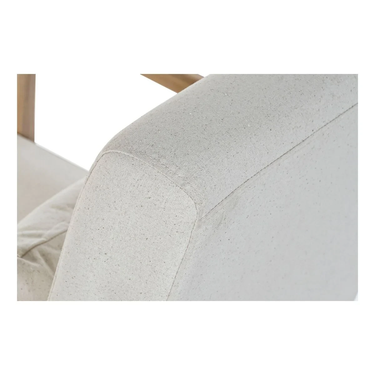 Mecedora DKD Home Decor Beige Natural Lino Madera de caucho 66 x 85 x 81 cm