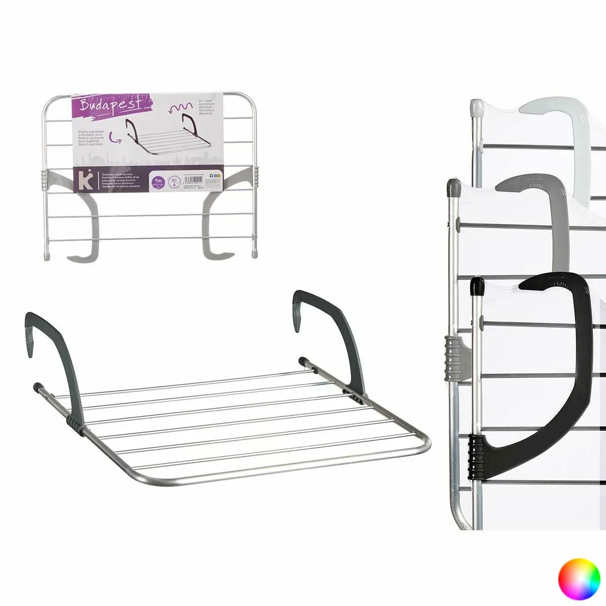 Tendedero Kipit Blanco Plateado Gris claro Gris oscuro Aluminio Plástico 63 x 3 x 50 cm 62,5 x 50 x 16,5 cm 62,5 x 3 x 50 cm 63 