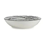 Plato Hondo Vessia Blanco Negro Porcelana Rayas 20 x 4,7 x 20 cm