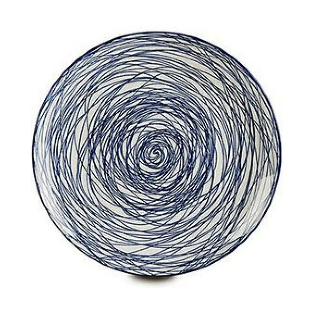 Plato Llano Vessia Azul Blanco Porcelana Rayas 24 x 2,8 x 24 cm